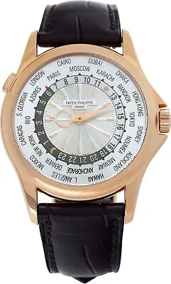 Patek Philippe World Time 5130r 18k Rose Gold Silver Dial 39.5mm Automatic... • $38500