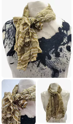 Vtg Vera Verasheer Scarf 44x15 Japanese Silk Blend Beige Tan Blk Greek Key Print • $11.20