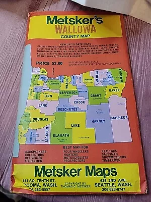 Vintage Metsker's Wallowa County Oregon Map • $9.99