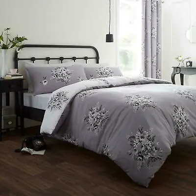 £18.99 • Buy Catherine Lansfield Floral Bouquet Grey Duvet Covers Quilt Cover Bedding Sets
