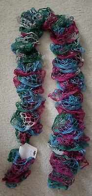 New Hand Crocheted Multi-colored Ruffle Scarf About 50  Long • $5