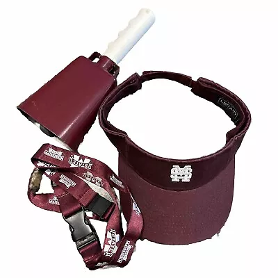 Mississippi State Lot Of 4 Items Visor Lanyard Cowbell Blanket - Preowned • $65