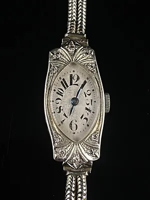 £579 • Buy Antique 1920s White Gold Ladies Cocktail Watch 18ct  Case Diamond Set Working