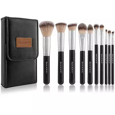 Makeup Brushes Black 10 Piece Essential Professional Makeup Brush Set • $22.50