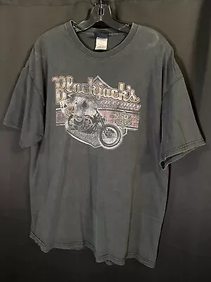Vintage Y2K Blackjacks Customs Motorcycle Tshirt Harley Biker Grunge Faded Sz XL • $19.99