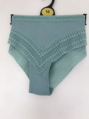 Ex Marks And Spencer M&S Brazilian Briefs 100% Cotton Lace Knickers Size 16 • £4.99