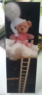 3D Bookmark Teddy Bear In Red Pajama Ladder To The Moon Clouds Gifts X Her Kids • £4.49