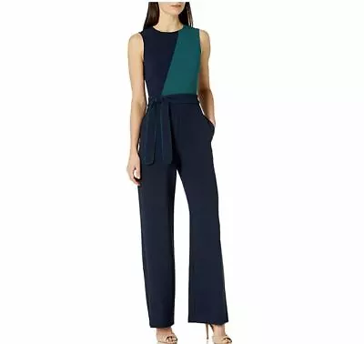 Vince Camuto Women 12 Green Navy Colorblock Sleeveless Jumpsuit NWT No Belt • $32.50