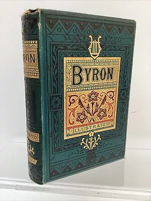 Lord Byrons Poems Illustrated Book Antique Routledge Gold Guilt Poetry • £30