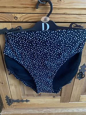DEBENHAMS Black & White Mini Spot Tie Side Bikini Bottoms Size 22 Rrp £8 • £5.99
