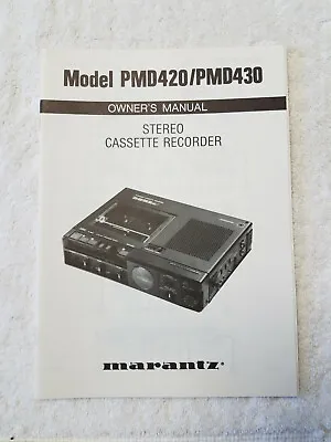 Original Brand New Marantz PMD420 & PMD430 Owners Manuals  • $15