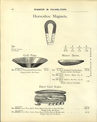 1905 PAPER AD Pocket Hand Gold Scale Gold Miners Pan Horns Miners' Candle Stick  • $29.99