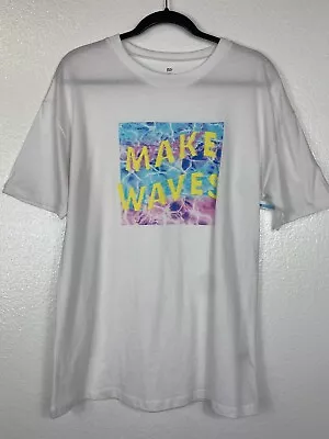 BP Nordstrom Rack Mens Size XS Oversized T-Shirt Tee White Make Waves NWOT • $0.99