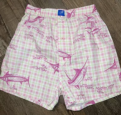 Mens / Women Guy Harvey Blue Water Pink Marlin Cotton Underwear Pink Boxers S • $10