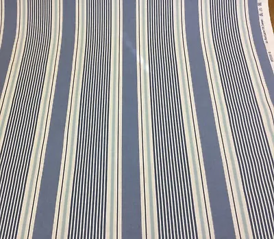 £6.50 • Buy Clarke+Clarke SAIL STRIPE CLOUD (Blue)Nautical Cotton Fabric.Curtains/Upholstery