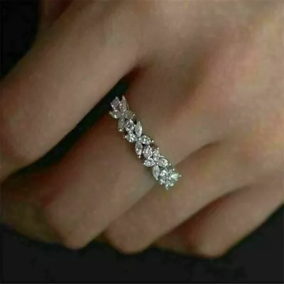 2Ct Lab Created 14K White Gold Over Marquise Vintage Half Eternity Wedding Ring • $79.20