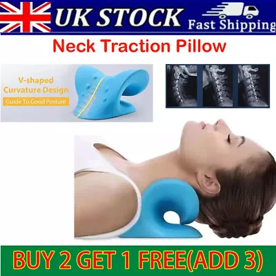 Cervical Neck Pillow Stretcher Traction Device Brace Support Pain Relief Massage • £6.99