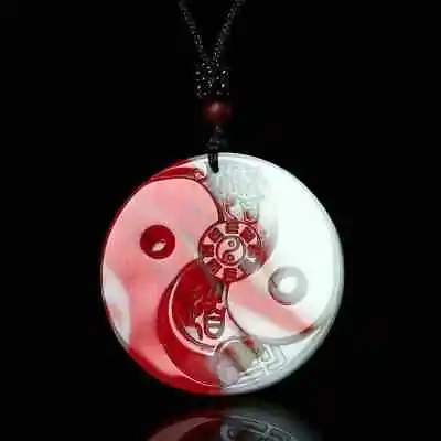 Natural Red White Jade Dragon Pixiu Fish Pendant Necklace Jewellery Amulet Gift • £5.99