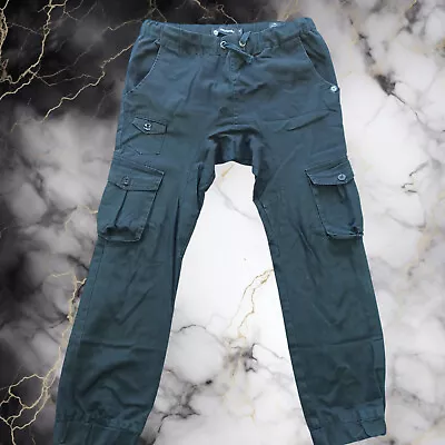 Akademiks Denim Riding Pants Men Medium /pull On Elastic Waist/cargo Pockets • $10