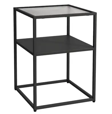 New Habitat Black Metal Glass Bedside Coffee Table Rrp£80 Pickup Only Manc M1! • £24.99