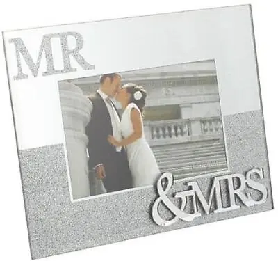 £8.70 • Buy Wedding Photo Frame MR & MRS Anniversary Gift Mirror & Glass Picture 4 X 6 