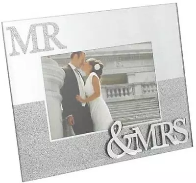 Wedding Photo Frame MR & MRS Anniversary Gift Mirror & Glass Picture 4 X 6  • £9.57