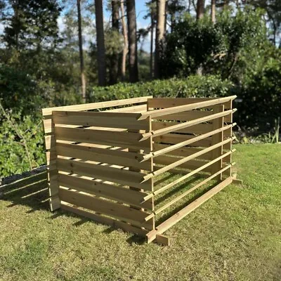 Wooden Slatted Garden Composter Wood Compost Bin (65cm X 120cm) • £54.99