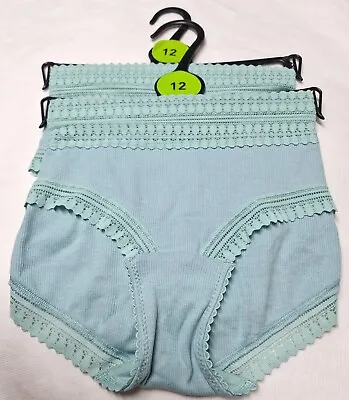 Set 2 Ex M&S Ladies Size 12  Underwear Set Of 2 Highleg Green Knickers  • £5.99