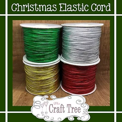 Metallic Round Elastic Stretch Cord  / Twine / String 2mmVarious Sizes Xmas • £1.65