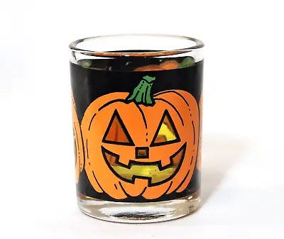 Vintage Halloween Votive Candle Holder Jack-o-Lantern Pumpkin Indiana Glass • $7.95