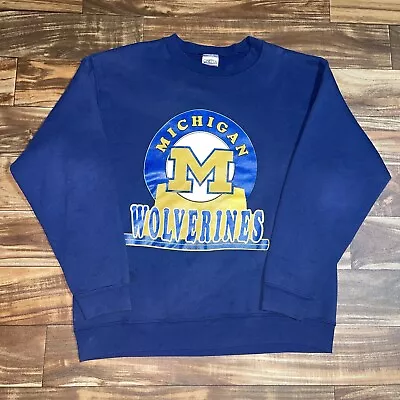 Vintage Michigan Wolverines Men’s Size XL Blue 90s Graphic Oneita Sweatshirt • $24.99