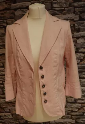 Marks &Spencer Per Una Very Stylish Linen Jacket Light Weight Pale Pink Size 12 • £15.50