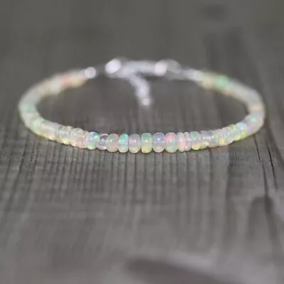 Natural White Opal Stone Dainty Bracelet Healing Crystal Bracelet Minimalist • $13.90