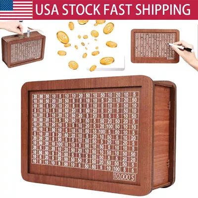 Wooden Cash Saving Box Challenge Box Money Box Collecting Cash Saving Box • $5.51