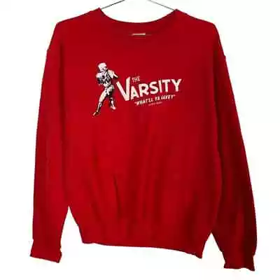 Vintage The Varsity Atlanta Ga Football Gildan Heavy Blend Sweatshirt S Red • $24.45