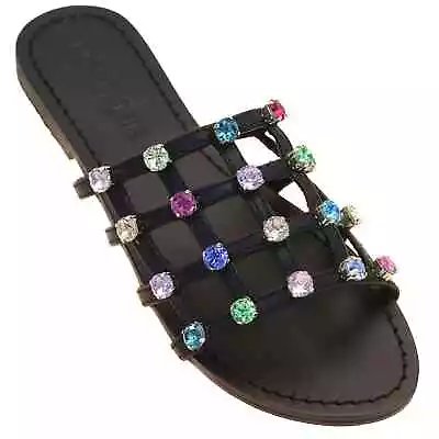 NIB MYSTIQUE Multi Jeweled Czech Crystals New Orleans Sandals Flip Flops 6 $220 • $165