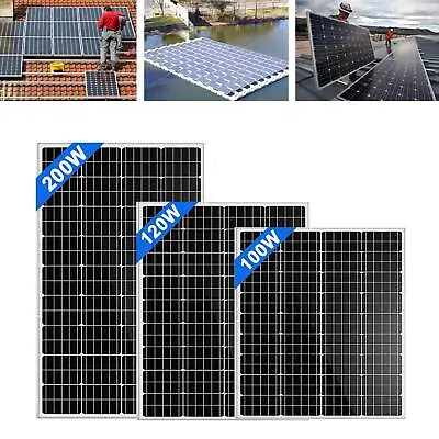 200W 120W 100W Mono Solar Panel For Home Boat Off Grid Solar System Backup Power • £58.56