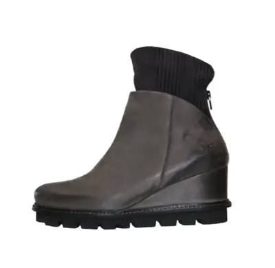 $228.74 • Buy NWOB Patrizia Bonfanti Nana Grey Wedge Ankle Boots Botties Womens 37 7 Gray NEW