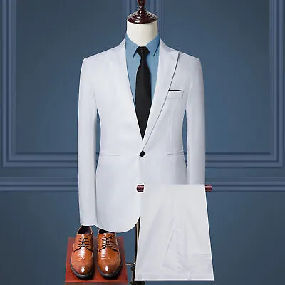 Mens Business Formal Blazer Coats Pants Groom Wedding Prom Party Suits 2Pcs Sets • $46.84