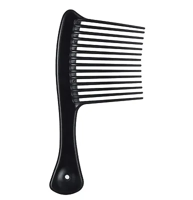  Wide Long Tooth Shampoo Comb Curly Hair Detangling Rake Handle Comb Black • £3.50