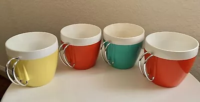 4 Vintage MCM West Bend Thermo Serv Insulated Plastic Coffee Cups Made In USA • $25