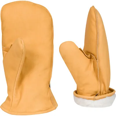 Chopper Mittens  Goatskin Leather Sherpa Lined Insulated Cold Weather Mitt • $22.99
