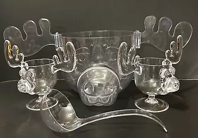 National Lampoon's Christmas Vacation MOOSE Punch Bowl Antlers Ladle 2 Mugs READ • $64.87