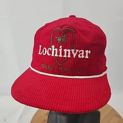 Vintage Red Corduroy Trucker Hat Baseball Cap Lochinvar Water Heaters USA • $20