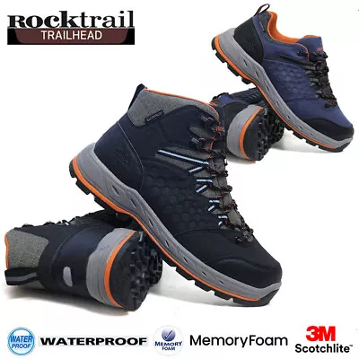 Mens Waterproof Walking Hiking Boots Memory Foam Running Ankle Trainers Shoes • £13.95