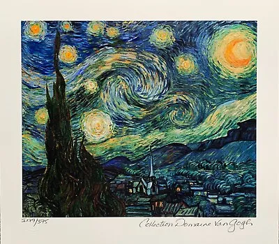 Vincent Van Gogh STARRY NIGHT Estate Signed Limited Edition Giclee Art 11  X 13  • $59.99