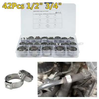 Boxed Single Ear Car Hydraulic Hose Clamps Stainless Steel O-Clips Fuel Air Pipe • £14.89