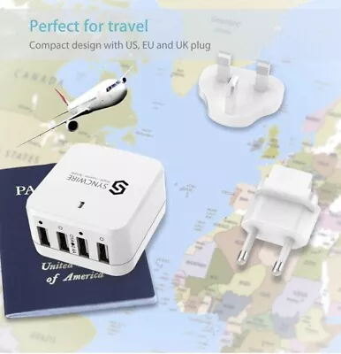 Syncwire USB Plug Travel Charger 4-Port Fast Multiple USB Wall Charger • £18.64