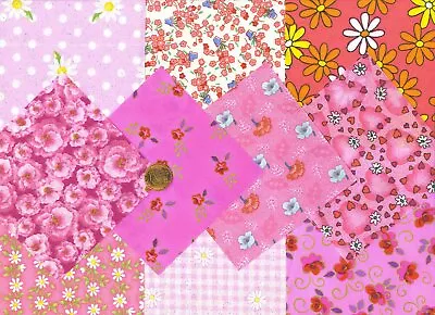 I SPY Flower Assortment All Pink Background Fabric Novelty Quilt Square LW1 PB • $4.97