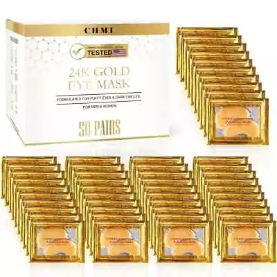 Under Eye Patches 50 Pairs - 24K Gold Eye Patches For Puffy Eyes Dark Ci... • $14.89